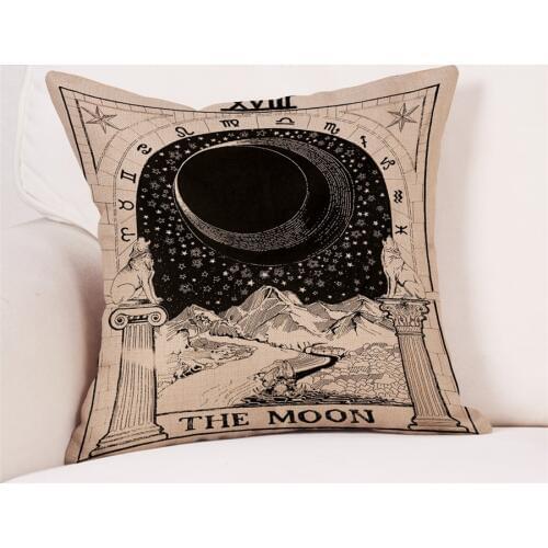 Home Decor Cushion Cover Cotton Linen Moon Sun Star Print Pillowcase 45*45cm Decorative Pillows For Sofa Bed Throw Pillow Covers
