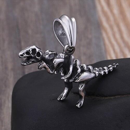 Stainless Steel Dinosaur Skull Pendant Mens Biker Rock Punk Pendant KL006 JP