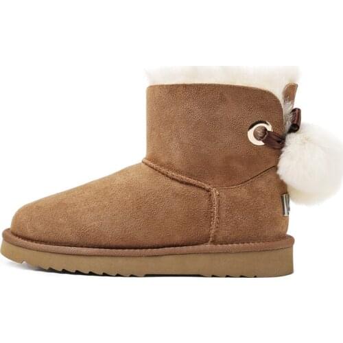 NEW mini style Genuine Leather with 100% Wool inner Winter Snow Boots Winter Shoes ankle boots women snow boots Warm