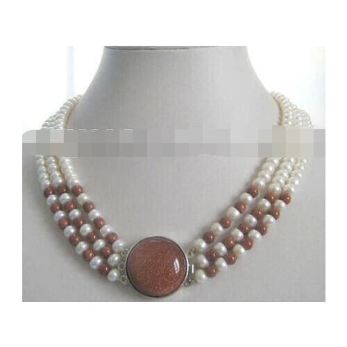 NewThree-strand Lavender 7-8mm Oval Shape Cultured Freshwater Pearl Necklace