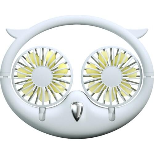 Personal Sport Neck Fan Portable Owl Shape Halter Fan Hand Free Mini USB Neckband Fans 3 Speed for Outdoor Travel TS2