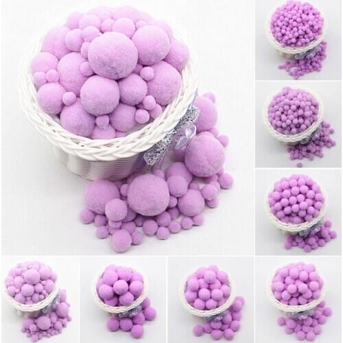 Light purple Pompom 8mm 10mm 15mm 20mm 30mm Pom Poms Crafts Supplies DIY for Kids Toy Garment Sewing Home Wedding Decorations