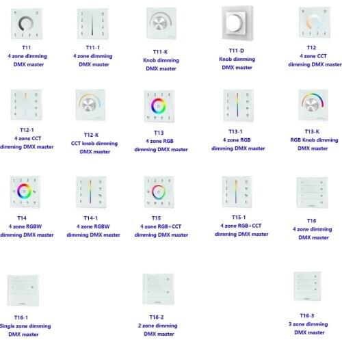 DMX control panel controller include Single zone/2 zone/3 zone/4 zone/CCT/RGB/RGBW/RGB+CCT