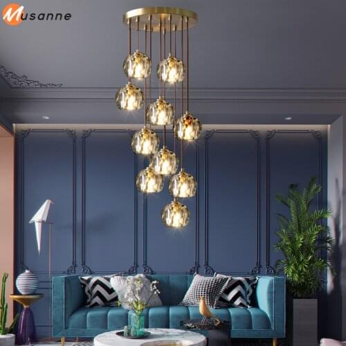 Nordic modern chandeliers led chandelier lighting attic staircase living room bedroom crystal ball kitchen chandelier luxury