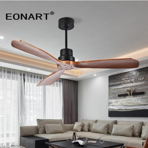 52 Inch without lamp ceiling fans for home with remote control solid wood ceiling fan with chandelier fan ceiling ventilador