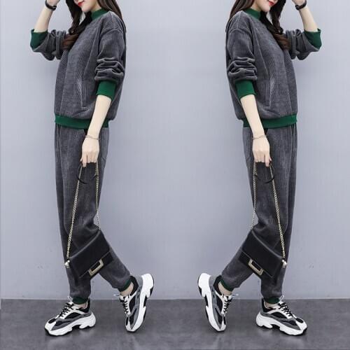 Winter Thicken Fleece Women Sportswear Tracksuit Loose Warm Running Jogger Outfit Workout Casual Set Sport Suit Sweatshirt+pant