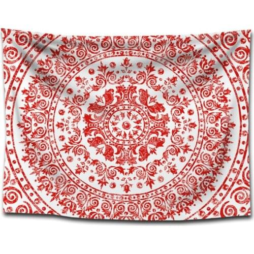 Warm Red Floral Mandala Flower Indian Bohemia Tapestry for Livingroom Photography Wall Decor