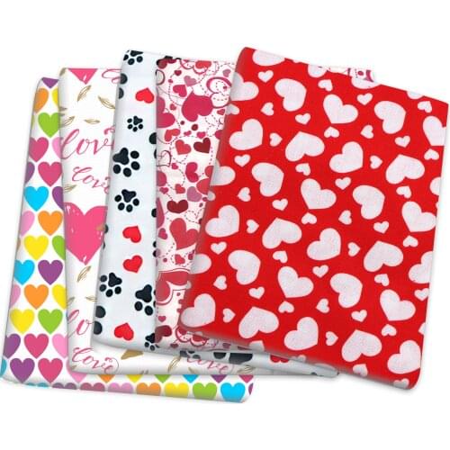 Polyester Cotton Material Fabric Heart Valentines Day Patchwork For Tissue Kids Home Textile Sewing Doll Dress Curtain,1Yc14678