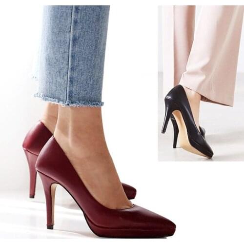 LIHUAMAO Sexy high heel women stilletto heels shoes pumps platform pointed toe party office career wedding ladies dress shoes
