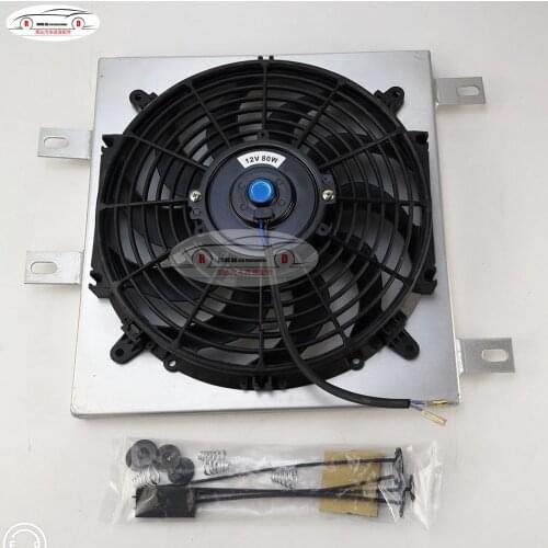 Universal 12 Inch 12V 80W 2100RPM Straight Black Blade Electric Cooling Radiator Fan Kit+The fan frame