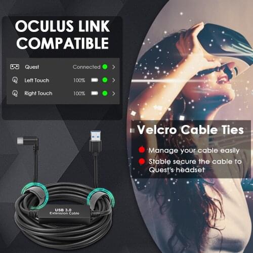 UPMELY Black 5M Data Line Charging Cable For Oculus Quest 2 Link Headset USB 3.0 Type C Transfer USB-A Type-C VR Accessories Hot