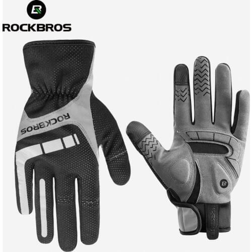 ROCKBROS Bicycle Cycling Gloves Touch Screen Thermal Bike Gloves Windproof Keep Warm Autumn Winter Men Women Thick Sport Gloves