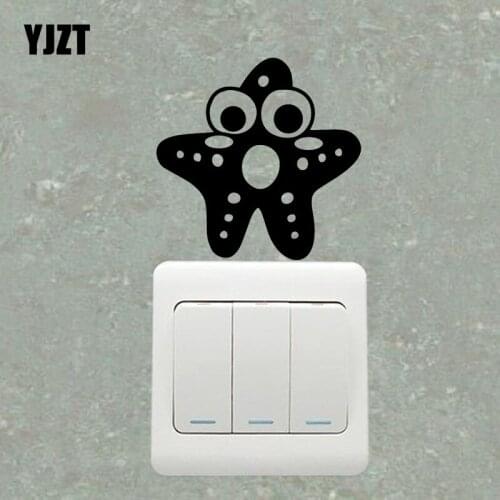 YJZT Funny Starfish Wall Switch Sticker Animal Cute Pattern Vinyl Decal Decor S19-0781