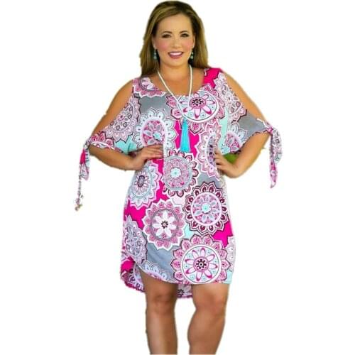 2021 Ladies Short Sleeve Mini Skirt Spring Summer Europe The United States New Large Size Fashion Print Round Neck Loose Dress