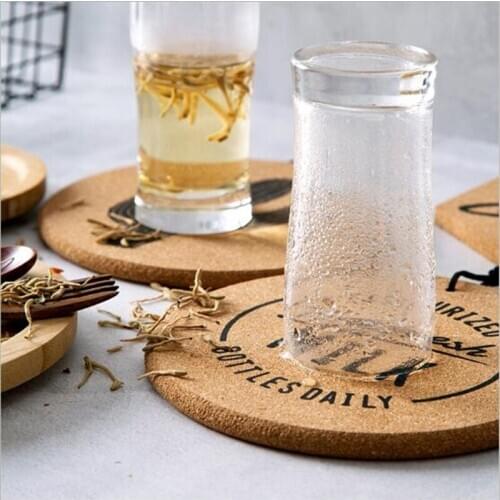 Coffee Table Tabletop Plate Pad Cork Round Cup Mat Drink Coasters Heat Insulation Cactus Patterned Pot Holder Mats