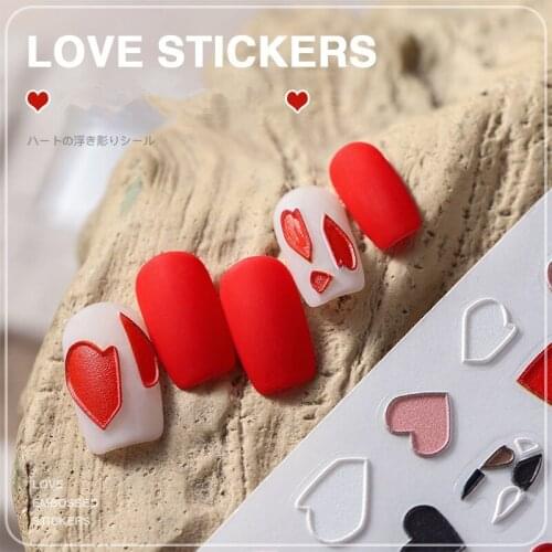 1 sheet Red Heart 3D Steam Colorful Parts Style Nail Sticker 3D Nail Art Sticker Time Manicure DIY Nail Tips Art