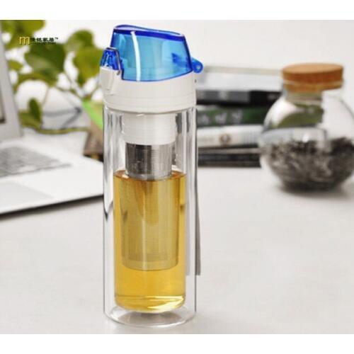 1PC 260ML Glass double travel car bottle glass creative keep-warm glass kettle double glass water bottle JQ 1080