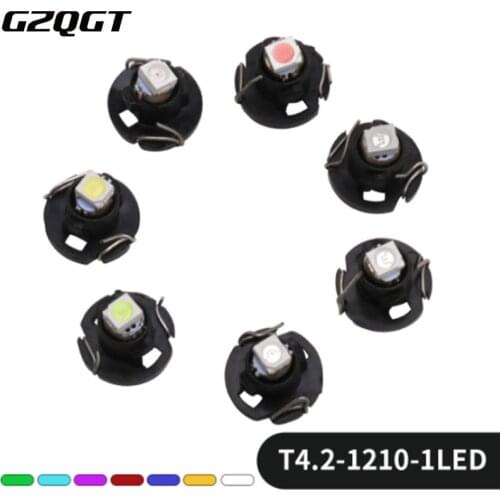 10pcs DC12V T4.2 1SMD 1210/3528 2smd 5050 Car LED Dashboard Meter Panel LED Light Bulb White/Red/Green/Yellow
