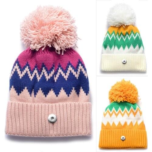 10pcs/lot 3 Colors Winter Snap knitted hat Fits 18mm GingerSnaps Jewelry NN-702*10