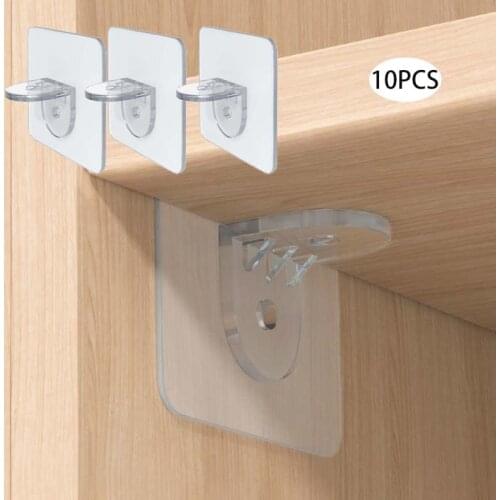 10PCS Perforation-free Sticking Hook for Clapboard Load-bearing Support Clips Wardrobe Partition Layer Fixed Paste Hook Bracket