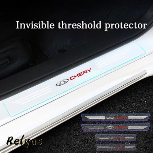 4Pcs Transparent Car Door Sill Protector Threshold Protective Film Stickers For Chery Tiggo 2 3 4 5 7 Pro Arrizo EQ7 Accessories