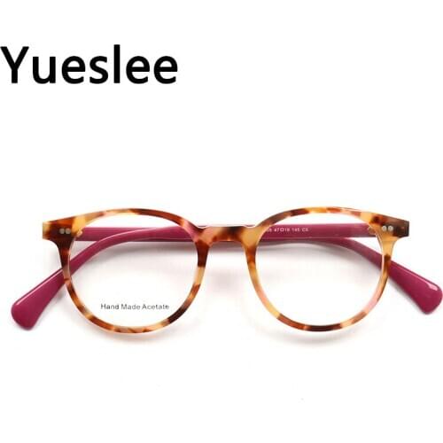 49901 Acetate Retro Round Glasses Frame High Quality Men Women Optical Fashion Computer Eyeglasses