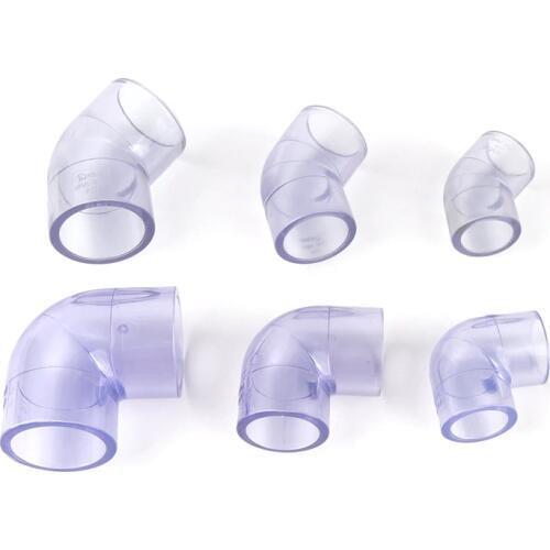 5pcs Blue PVC Transparent 90/45 Degree Elbow Connector Inner Dia 20/25/32mm UPVC Fittings for Fish Tank Water Pipe DIY PVC Joint