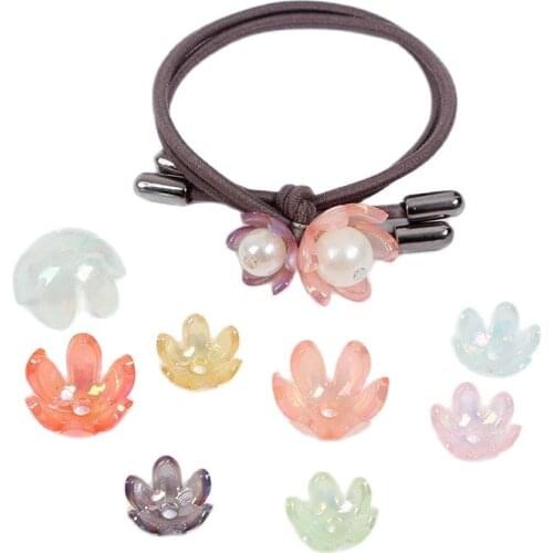 50pcs 14/18mm Acrylic Spacer Beads Flower Petals DIY Hairpins Earrings Making Jewelry Findings Women Girls Hair Accessories