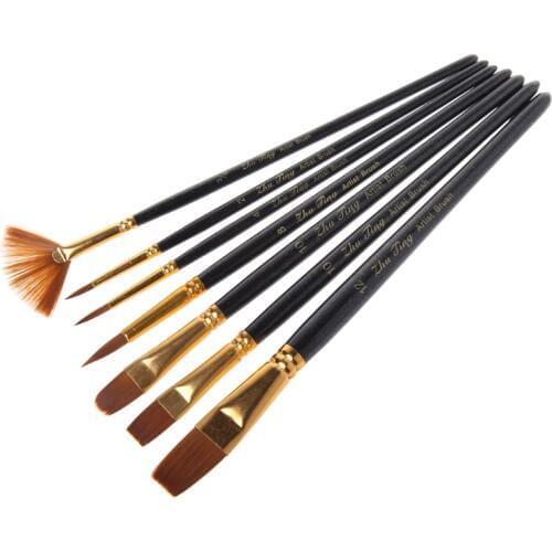 7pcs/set Different Shape Nylon Hair Paint Brushes Artist Oil Watercolor Painting Brush For Professional Art Supplies
