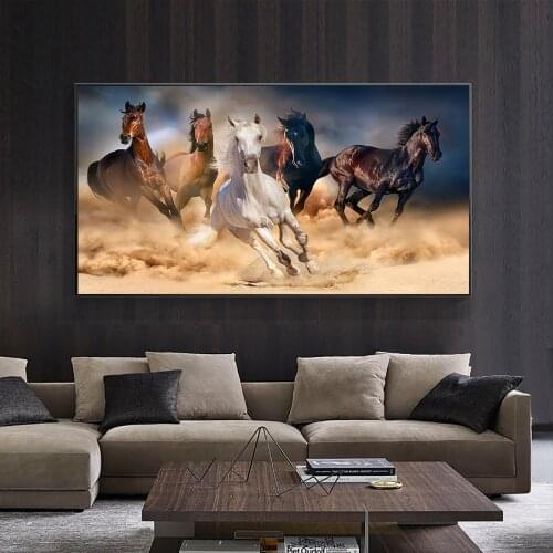 Abstract 5 Horses Painting Canvas Wall Art Posters And Prints Animal Wall Artwork Pictures For Living Room Home Decoration