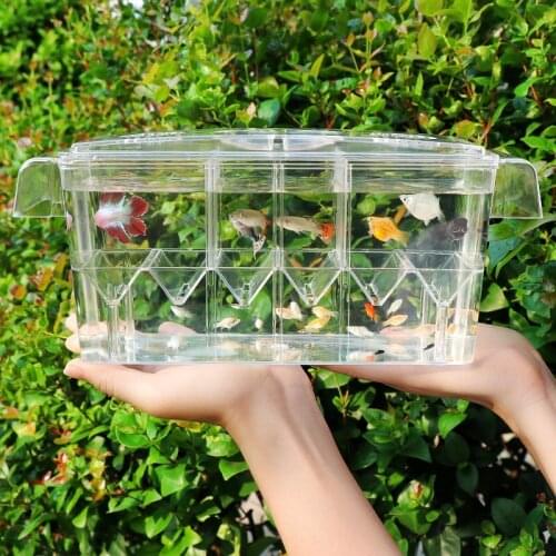 PETFORU 4 Rooms High Clear Fish Breeding Box Acrylic Aquarium Breeder Box Double Guppies Hatching Incubator Isolation