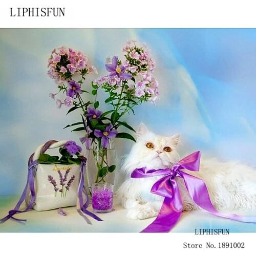 Diamond Embroidery Full Drill Diamond Painting Kitten&flower 5d Diy Diamond Painting Cross Stitch Rhinestone Mosaic