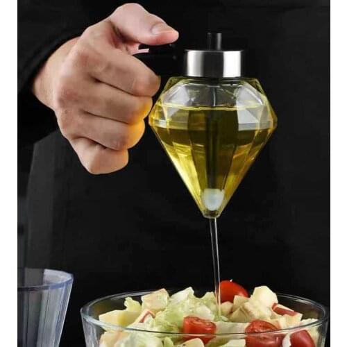 200ml Oil Bottle Push Design Oil Dispenser Leak-proof Diamond Shaped Moist-proof Non-slip Oil Dispenser for Kitchen