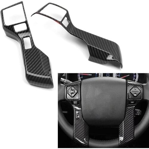 For Toyota Tundra 2014 2015 2016 2017 2018 2019 2020 Carbon Fiber ABS Car Interior Steering Wheel Cover Trim Inner Decorate 2pcs