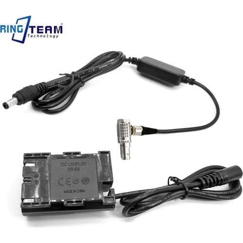 DR-E6 DC Coupler LP-E6 Fake Battery with LEMO 2Pins fits canon 7D Mark II 5D Mark II 5D Mark III 6D 60D 7D digital cameras