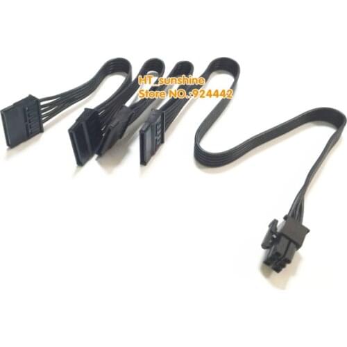 6Pin PCI-E to 4 SATA 15pin Modular Power Supply Adapter Cable For Corsair HX650 HX750 HX850 HX1050 Modular Power Supply