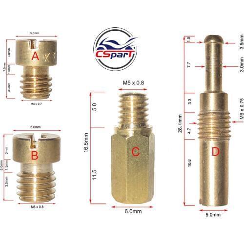 6 PCS Main Pilot SLow JET For Keihin CVK PE PZ PWK OKO KOSO Carburetor Dirt bike Scooter ATV Go Kart