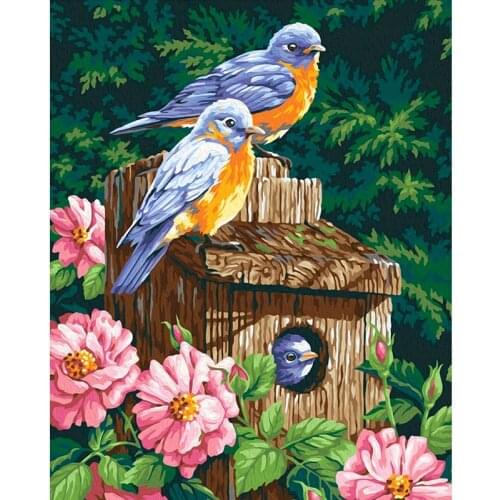 Gatyztory Frame Bird Flower DIY Painting By Numbers Animal Handpainted Oil Painting Modern Home Art Canvas Colouring 60x75cm