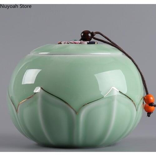 Ceramic Airtight Jar Medium Household Tea Storage Box Black Tea Green Tea Storage Box Coffee Storage Tank Living Room Decoration