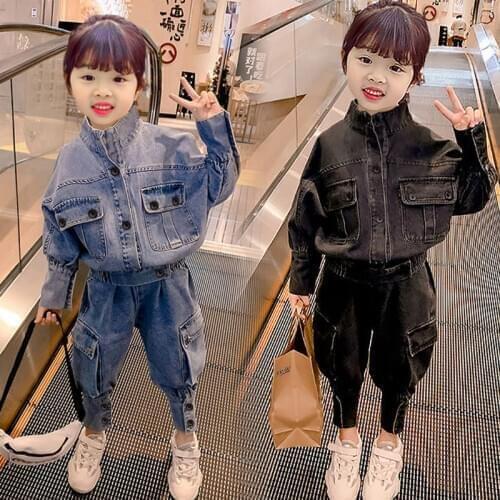Toddler Kids Baby Girls Clothes Sets White Tops jacket Denim Long Pants Jeans Outfits Set