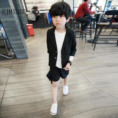 Gentleman Baby Boys Suits Kids Blazer Childrens Clothing Formal Wear Toddler Boy Costume Summer 2020 Two-piece Costume Korean