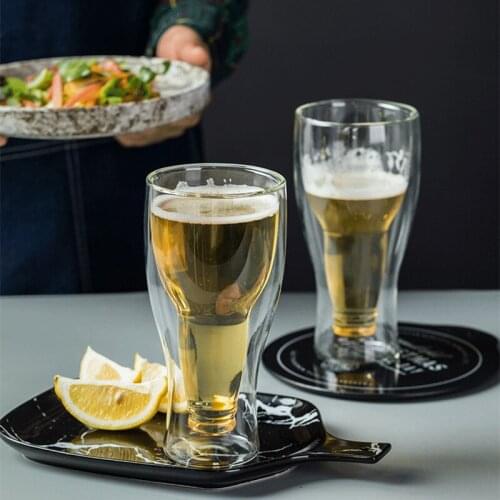 Creative flip tie beer glass upside down juice drink glass bar restaurant art transparent double glass
