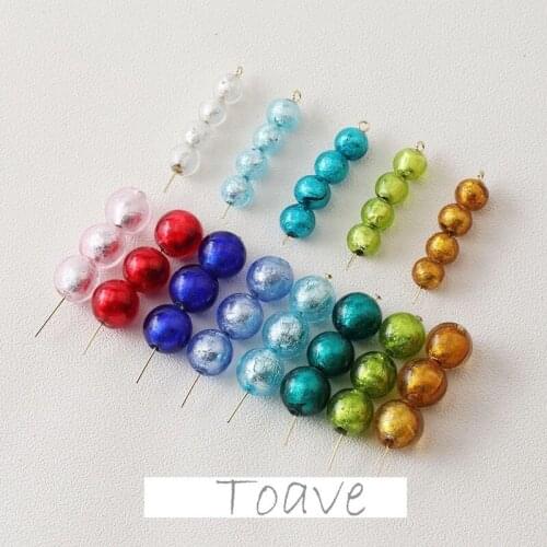 Round beads straight hole silver foil glazed beads diy retro bracelet necklace earrings hand-made material accessories