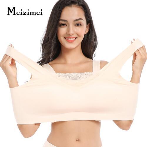 Meizimei sexy beauty back seamless top bh bras for women lace lingerie padded vest brassiere girl ladies intimates wireless ML