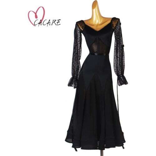 Fashion Ballroom Dance Competition Dresses Waltz Dress Standard Dance Dresses Customize D1107 Backless Ruffled Hem CACARE