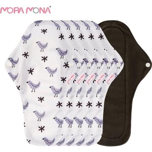 Mora Mona 5Pcs/set Large Night Heavy Flow Sanitary Pads Reusable Health Bamboo Charcoal Menstrual Pads for Maternity Mama