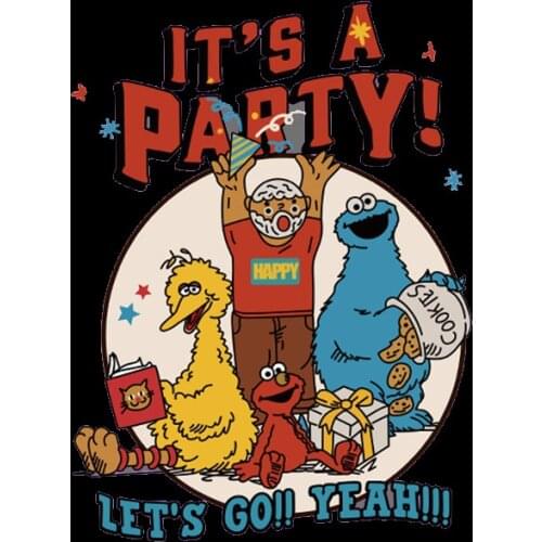 Anime Sesame Street Patch COOKIE MONSTER ELMO Cartoon Iron on Transfer Patches for Kids Clothes Applique DIY T-shirt Heat Press