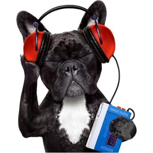 Clothing Patches Music Dog Pattern Iron On Patches Thermal Transfer Printing DIY Stickers for Clothes Retro Style Decoration