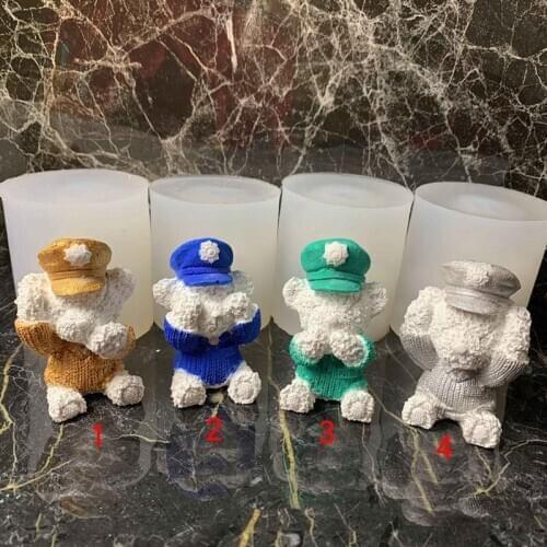 New Stereo Ear Covering Bear Silicone Mold Sugar Turning Cream Cake Gypsum Dropping Mould 19-131