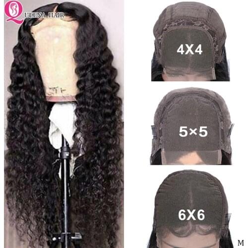 5x5 Lace Closure Wig 30 Inch Transparent HD Lace Frontal Wig Deep Wave Lace Front Human Hair Wigs For Women Peruvian Curly Wig